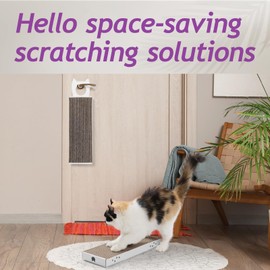 Necoichi Cardboard Hang & Scratch Doorknob Cat Scratcherfor Indoor Cats - Cat Scratching Board, Cat Scratch Pad Lounger with Reversible Usability and Extra Comfort for Wall (White)