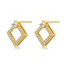 18k Gold-Plated Copper Hoop Earrings Square Frame Zircon Stud Earrings