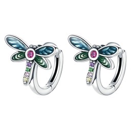 VALICLUD 1 Pair of Dragonfly Stud Earrings Made of Sterling Silver Girls Earrings Dragonfly Earrings Women's Earrings Pendant Jewellery Pendant Dragonfly Ear Pendant, Zircon, No Gemstone