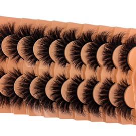 VOCOAK Mink Lashes Fluffy Cat Eye, 18mm Long C Curl Wispy False Eyelashes Natural Look, Cateye Strip Lashes Pack