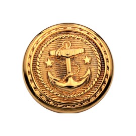 High-quality gold metal buttons, metal buttons with anchor, made in Germany (6 pieces) (15 mm)