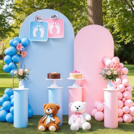 Pink and Blue Arch Cover 2 Set-7.2 and 6ft Gender Reveal Arch Backdrop Cover Spandex Arch Stand Covers for Baby Shower Boys or Girls Birthday Party Banquet Photo Background Decorations