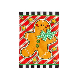 Evergreen Flag Patterned Gingerbread Man Applique Garden Flag | 12x18 Inches Double Sided Christmas Garden Flag for Outside | Weather and Fade Resistant | Outdoor Flag Décor for Home, Yards and
