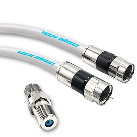 TechDirect 20FT RG6 Coaxial Cable White - High Speed Internet, TV, Antenna, Satellite Broadband Low Resistance Coax Cord With Connectors - Extra-Durable Low Loss Extension Wire