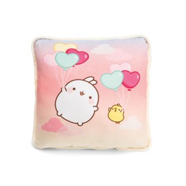 NICI Molang 61676 Square Cushion 30 x 30 cm Colourful Fluffy Cuddly Toy Cushion for Boys, Girls, Babies and Cuddly Toy Lovers, Ideal for Home, Nursery or on the Go