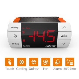 Elitech EK-3030 Digital Temperature Controller/Thermostats Dual Relay with Cooling Heating Fan Deforest Alarm for Home brewing/Green house/Cold Room【1 Year Warranty】 (White)