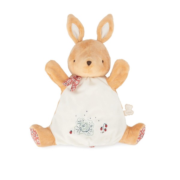 Kaloo - Petites Chansons - Cinnamon Rabbit Puppet Plush - Baby’s Soft Toy - 24 cm Hand Puppet Plush - Early-Learning Toy - 0 Months +, K210005