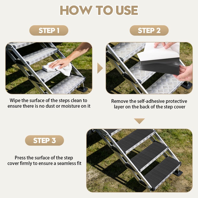 DGSL 4 Pack RV Step Covers, 24"x7.5" Self-Adhesive RV Stair
