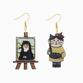 Vintage Cartoon Cat Wooden Earrings, Fashion Personality Accessories, Unique Charm Choice for women unique funny holiday