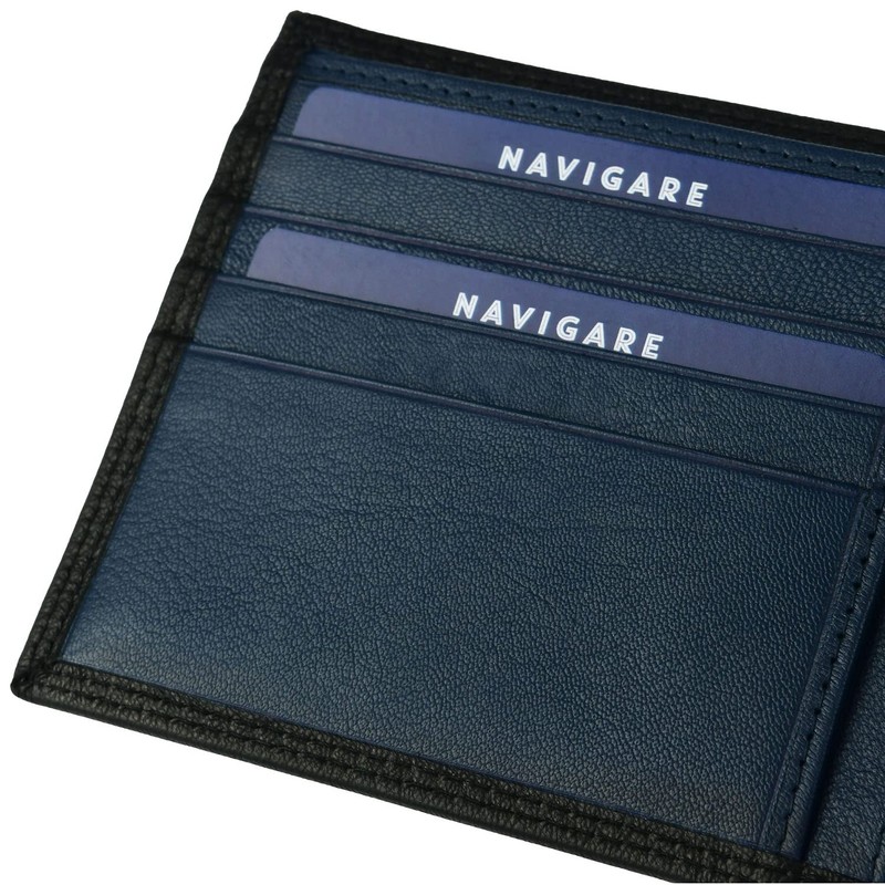 Navigare Men's Genuine Leather Wallet with Gift Box Black and
