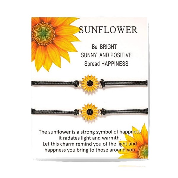 Inscape Data Handmade Sunflower Boho Bracelet Friendship Jewelry for Women Girl 2 Set