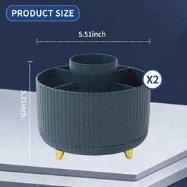 BUCOMTU Pack of 2 Cosmetic Make Up Organiser, 360° Rotating Brush Organiser, Cosmetic Shelf, Cosmetic Organiser for Room Decor, Dressing Table, Bedroom, Bathroom, navy