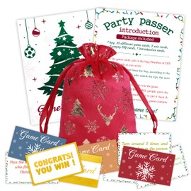 Christmas 44 Game Cards With Pass Bag, Red & Gold, Christmas Pass Game Bag Set, Funny Games To Play With Family, Friends，Fun Xmas Event & Prize Game，Home & Office Holiday Party Supplies & Favor - A07
