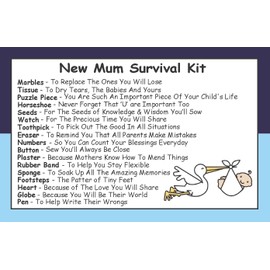 Überlebensset in einer Dose für zukünftige Mütter Humorvolles Geschenk – Werdende Eltern/Mutter. Geschenk zur Geburt mit Grußkarte. -, blau / marineblau, 10 x 6 cm