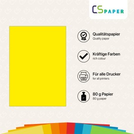 Made in the EU, 50 sheets of coloured paper, A4, 80 g/m², CS paper, printer paper, copy paper, universal paper for printing, crafts and folding in DIN A4 format, paper for home and office supplies
