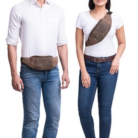 STILORD 'Shawn' Leather Belt Bag Large Vintage - High-Quality Genuine Leather Bum Bag for Men & Women Festival Bag Waist Bag Chest Bag for Men and Women, Veleta - brown.