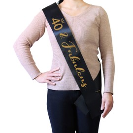 40&Fabulous Birthday Sash,Black Sash with Gold Foil Lettering for 40th Birthday Party,Birthday Decorations Gifts for Birthday Party Favors,Women's Birthday Gifts