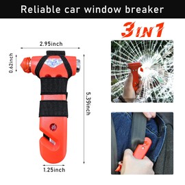 KANDUJIMU Car Safety Hammer, 3-in-1 Emergency Escape Tool with Window Breaker and Seat Belt Cutter, Essential Safety Emergency Auto Escape Hammer, Universal for Car, Family, Office (Orange)
