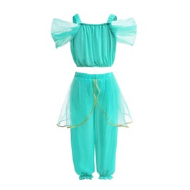 Lito Angels 2 Pieces Princess Jasmine Fancy Dress Up Costume for Kids Girls Birthday Party Age 10-12 Years