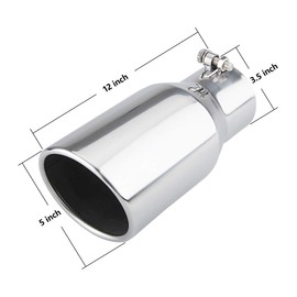 LCGP 3.5" Diesel Exhaust tip, 3.5''x5''x12'' Stainless Steel Exhaust Tailpipe Tip for Truck