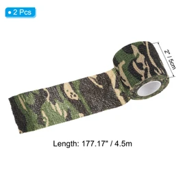 PATIKIL 2in x 14.76ft Camo Tape Wrap, 2 Rolls of Self-Adhesive Camouflage Tape for Hunting Climbing Outdoor Camera Flashlight, Jungle