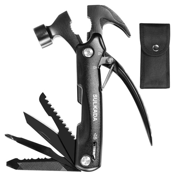Survival Multi-Tool Mini Hammer, Gifts for Dad Husband Brother Boyfriend, Unique Birthday Gift Ideas for Men Women Father Him, Father's Day Christmas Stocking Stuffer, Camping Gear