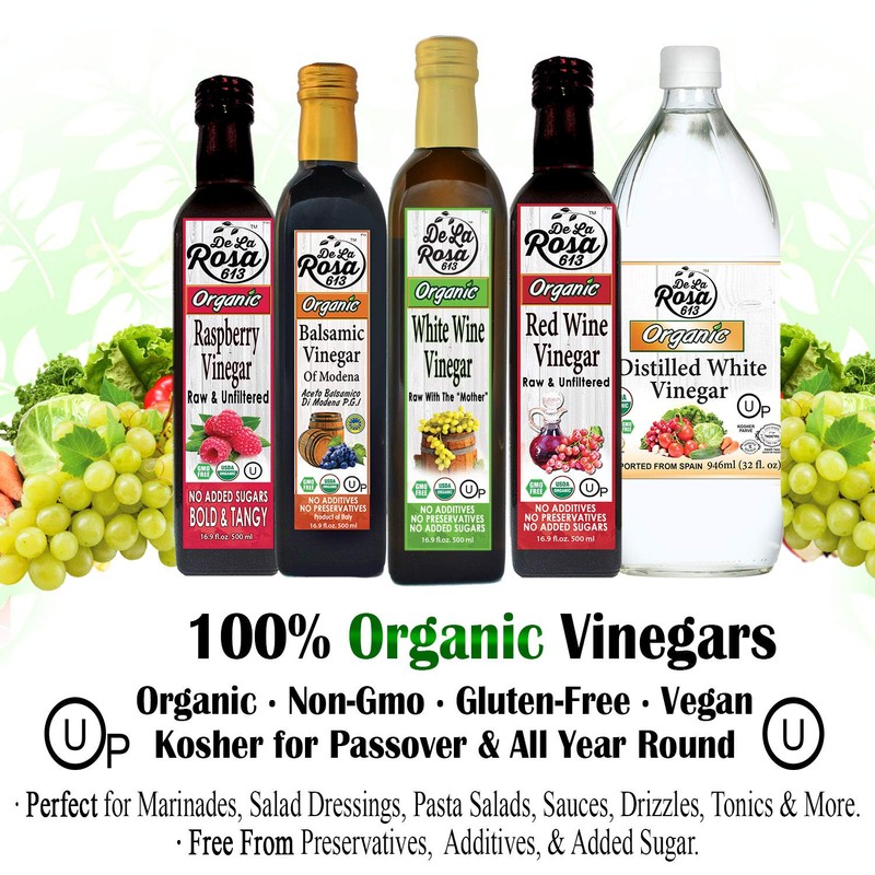 De La Rosa Organic Red & White Wine Vinegar, Raw