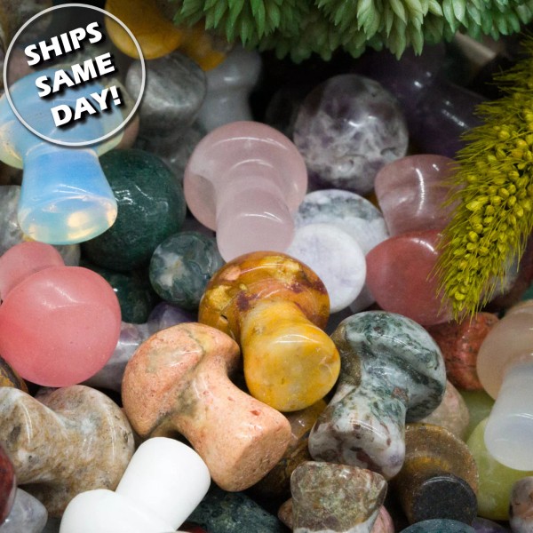 Mini Crystal Gemstone Mushroom Carving Confetti Fairy Garden Terrarium Figurine