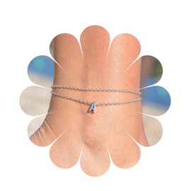 Inilbran Boho Letter A Ankle Bracelet Layered Initial A Anklet Bracelet Silver Letter A Anklet Foot Chain Vintage Alphabet Chain Anklet for Women