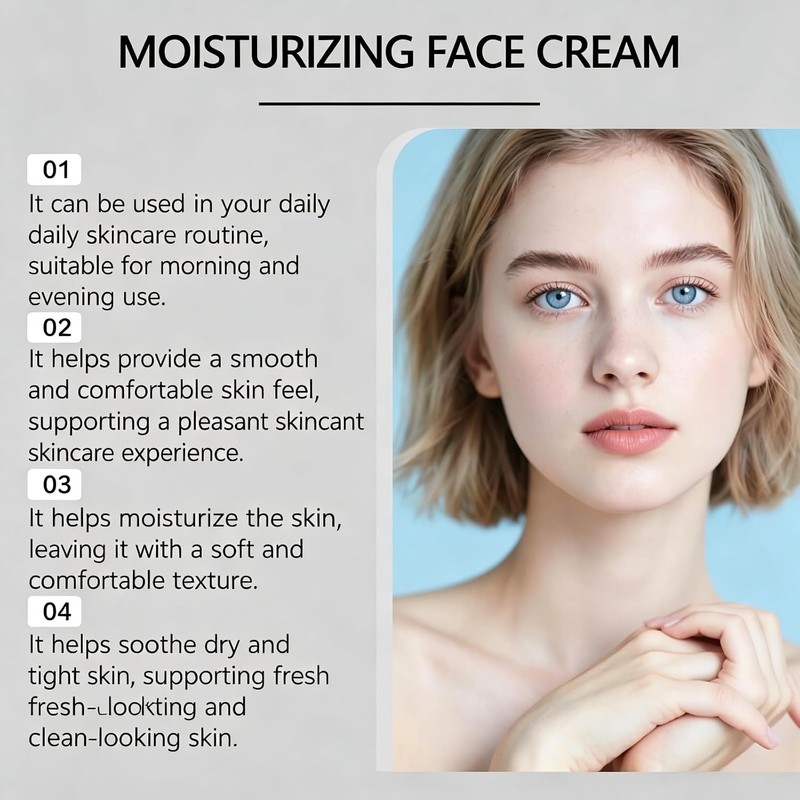 Moisturizing Face Cream, Fast-Absorbing Soothing Facial Skincare, Mild Comfortable Texture