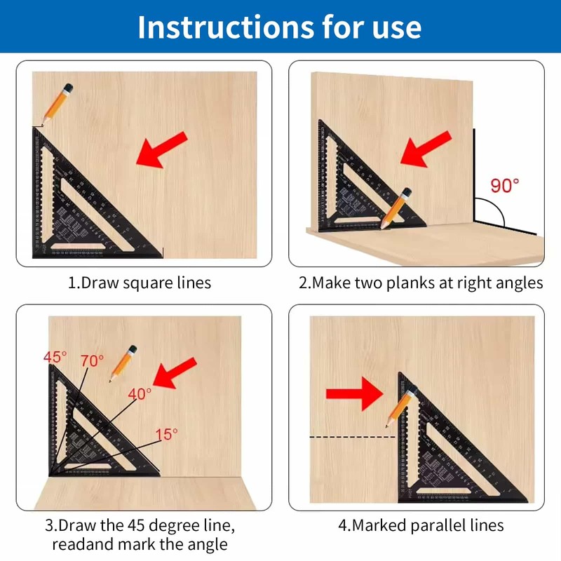 2 Pcs Rafter Square Metric, 12 inch & 7 inch