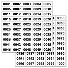 1-1000 Numbers Stickers Loose Tombola 40 x 20 mm