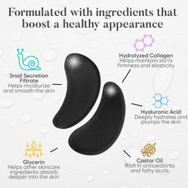 BLOOMORA Under Eye Gel Patches - Snail Mucin Under Eye Patches for Puffy Eyes & Dark Circles - Hyaluronic Acid + Collagen Gel Pads for Reducing Appearance of Puffiness & Hydration - 30 Pairs