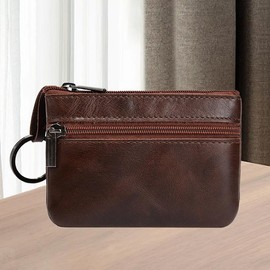 Women's Men's Small PU Leather Purse Chic Coin Bag Mini Retro Fashion Card Bag Convenient Vintage Money Bag - Color: DarkBrown