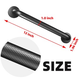 Anti-Slip Handicap Industrial Stairs Grab Wall Handrail Staircase Steps Indoor Outdoor Deck Hand Rail Safety Bar Handle for Bars Elderly Deck Bar Stainless Steel Frame Pipe Black(12 Inch 1 Pack)