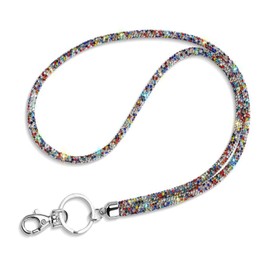 NINFEIQI Sparkly Lanyard, Bling Round Crystal Neck Strap Lanyard with Metal Clasp and Keyring for Id Badge Holder Id Card Keys Strap