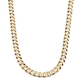 Savlano 14K Gold Plated 925 Sterling Silver 6.5mm Italian Solid Curb Cuban Link Chain Necklace For Men & Women - Made in Italy Comes With a Gift Box (18, 6.5mm)