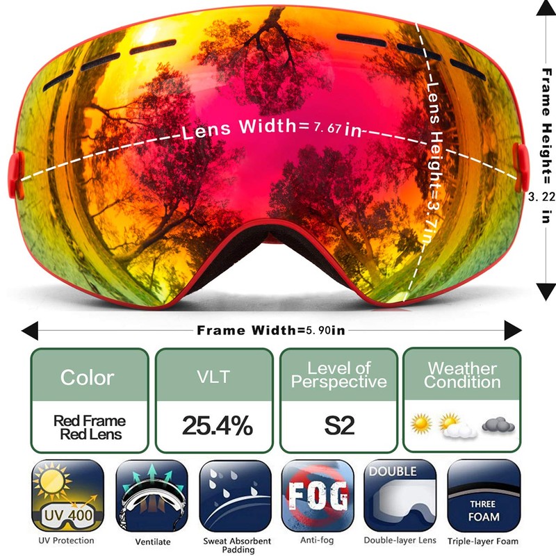 Juli Snowboard & Ski Goggles for Kids - Premium Snow