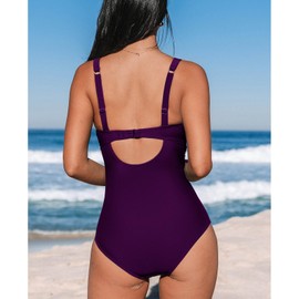 OUSIMEN Traje de Baño de una Pieza para Mujer con Cuello en V,Espalda Abierta,Tirantes Ajustables Monokini