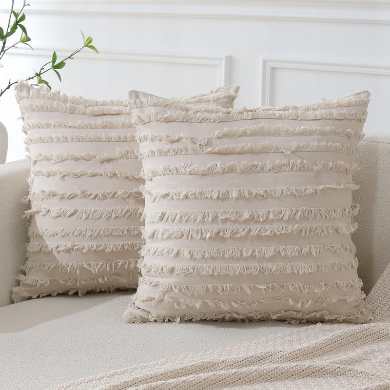 JOTOM Set of 2 Decorative Boho Cushion Covers 45x45 cm