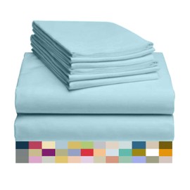 LuxClub 6 PC Sheet Set Bamboo Sheets Deep Pockets 18" Eco Friendly Wrinkle Free Sheets Hypoallergenic Anti-Bacteria Machine Washable Hotel Bedding Silky Soft - Aqua King
