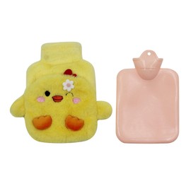 MOSSTYYUS Hot Water Bottle Rubber Hand Warmer Bed Bottle with Plush Cover Leakproof PVC Hot Water Bag, Duck, 400 ML