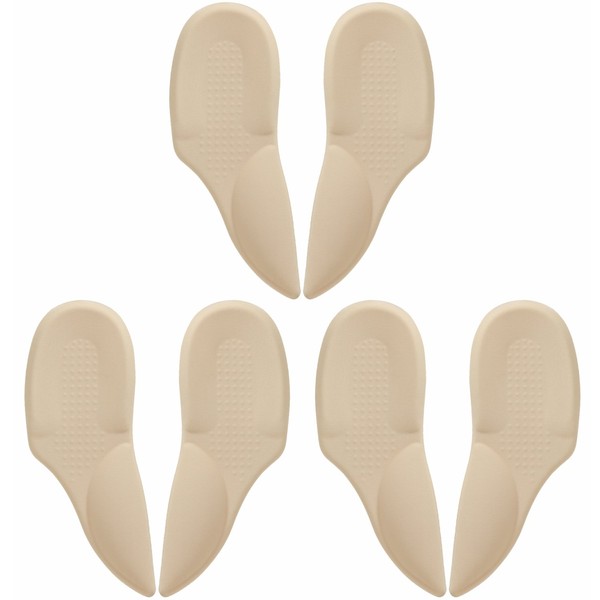PhoenixSole Heel Insole, Flatfoot Correction, Prevents Shoe Slipping, Memory Foam Cushioning, Shock Absorption, Relieves Sole and Sole Pain (45 Days Long Term Warranty) Insoles (Beige: 3 Pairs), Beige: 3 pairs