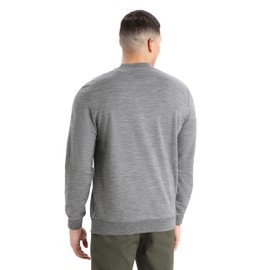 Icebreaker Merino Wool Shifter Sweatshirts for Men - Long Sleeve Crewneck Sweater - Wool and Lyocell Blend Casual Pullover, Gritstone Heather, Medium