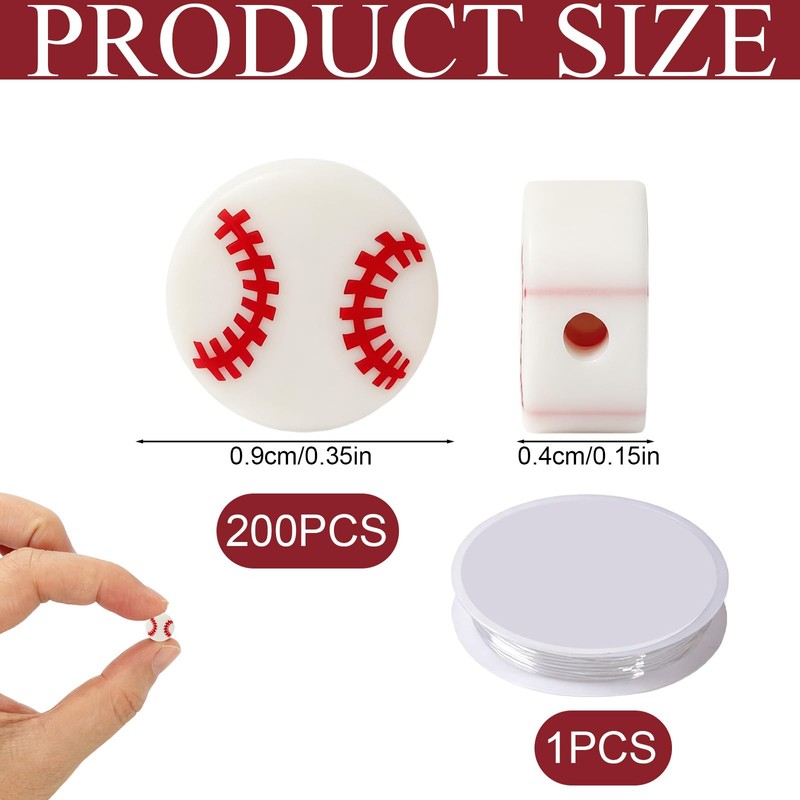 200 Pcs Baseball Soft Clay Bead Kit – Sports Spacer