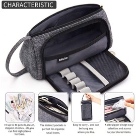 EASTHILL Big Capacity Pencil Case Large Pencil Pen Pouch Bag High Storage Case Middle School College Office Organizer for Student Teens Girls Adults