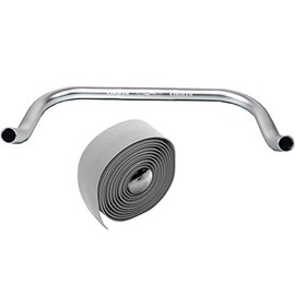 Bullhorn Fixie Single Speed Handlebar Silver with Handlebar Tape (Grey, 440 mm)
