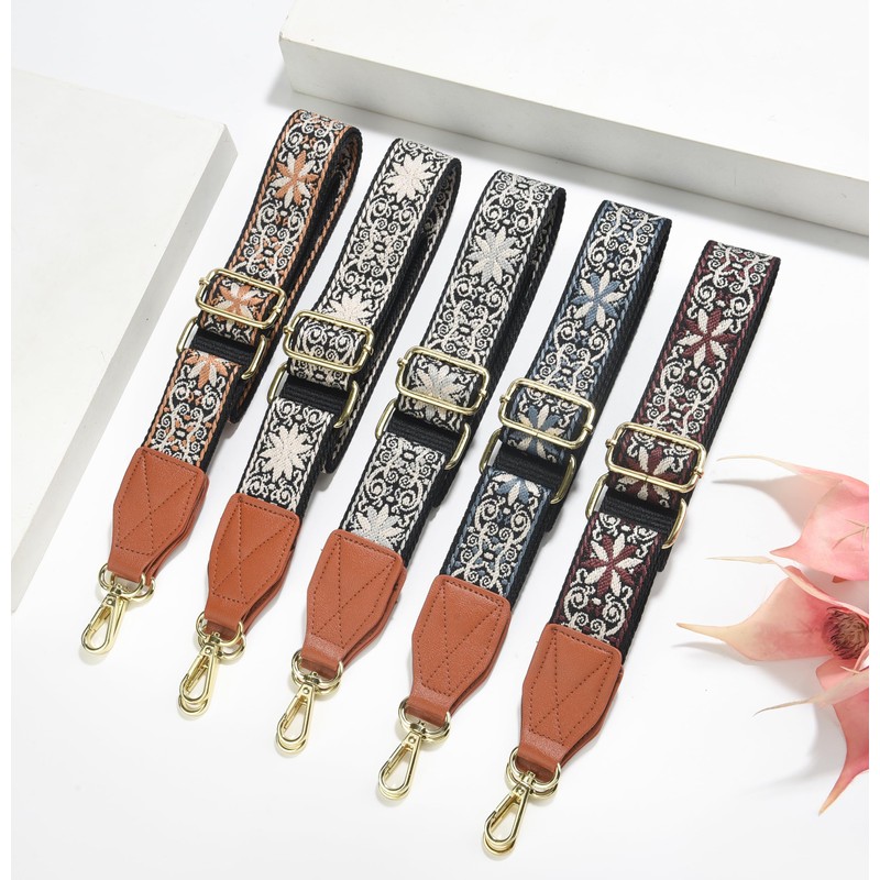 Purse Strap,1.5" Leather End Shoulder Strap Adjustable Replacement,Retro Multi-Pattern Crossbody
