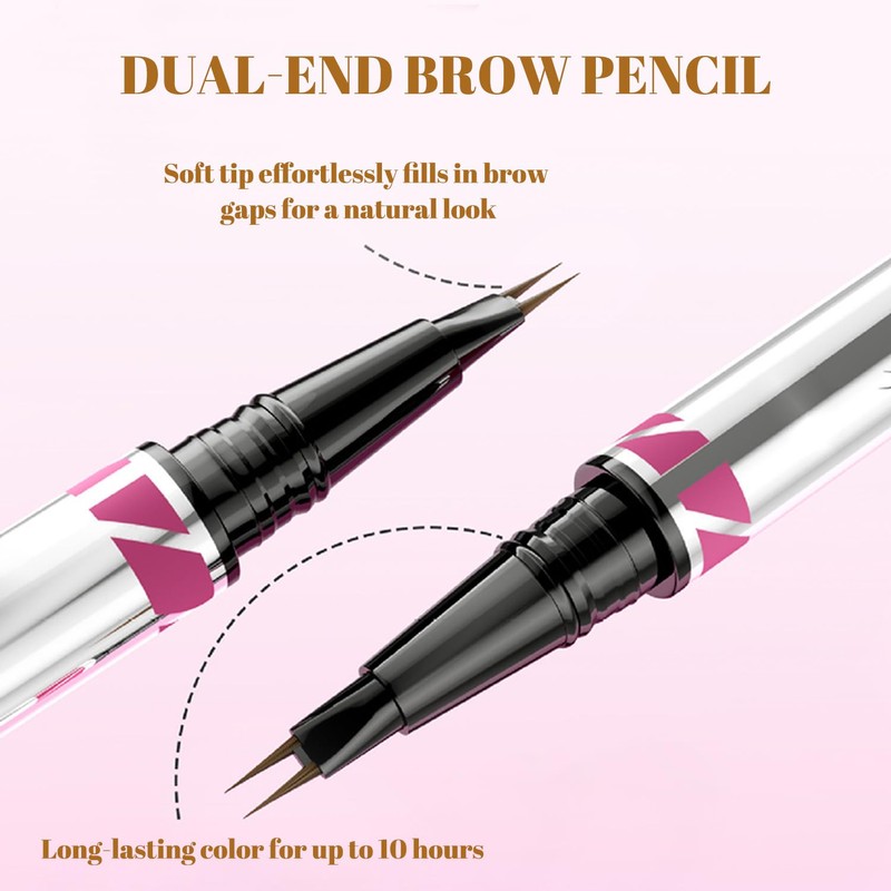 Waterproof Microblading Eyebrow Pen, Dual-End Design with 2-Prong Micro-Fork Tip