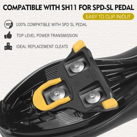 BUCKLOS SPD SL Cleats for Road Bike Cycling Shoes Compatible with Shimano SPD-SL Pedals-BH10/BH11/BH12 Float Cleats for Indoor Peloton & Outdoor Road Bicycle(6 Degree-Yellow)